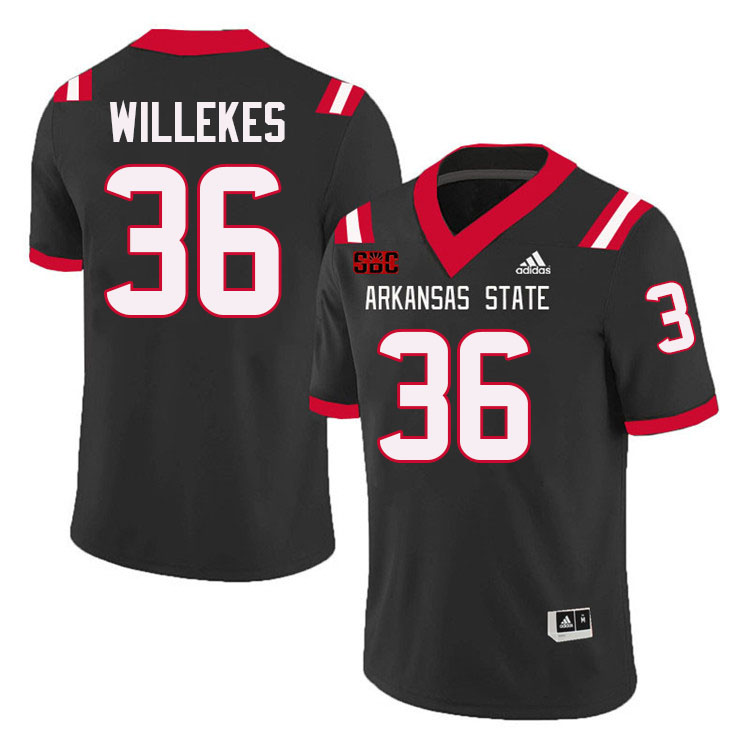 Charles Willekes Arkansas State Jersey,Arkansas State Red Wolves Football Uniforms,Jersey-Black